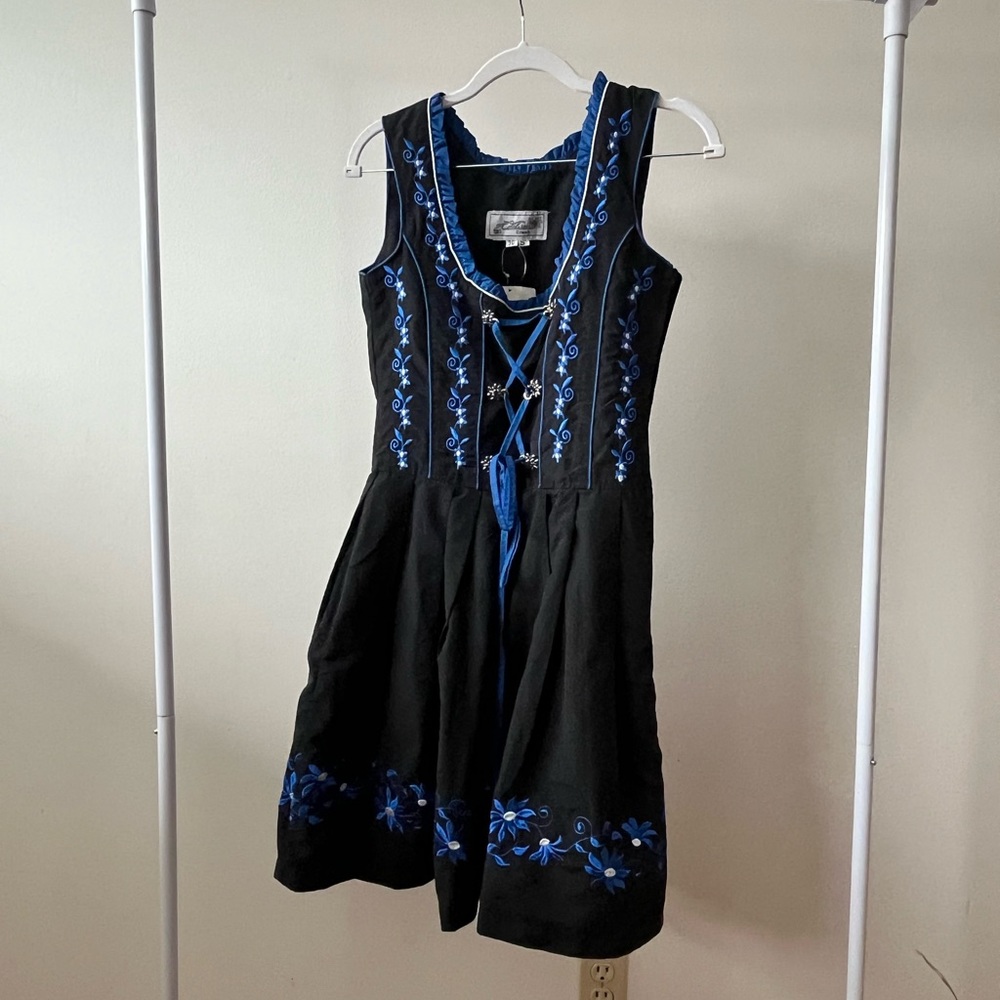 Authentic Dirndl SM Blue and Black Floral
